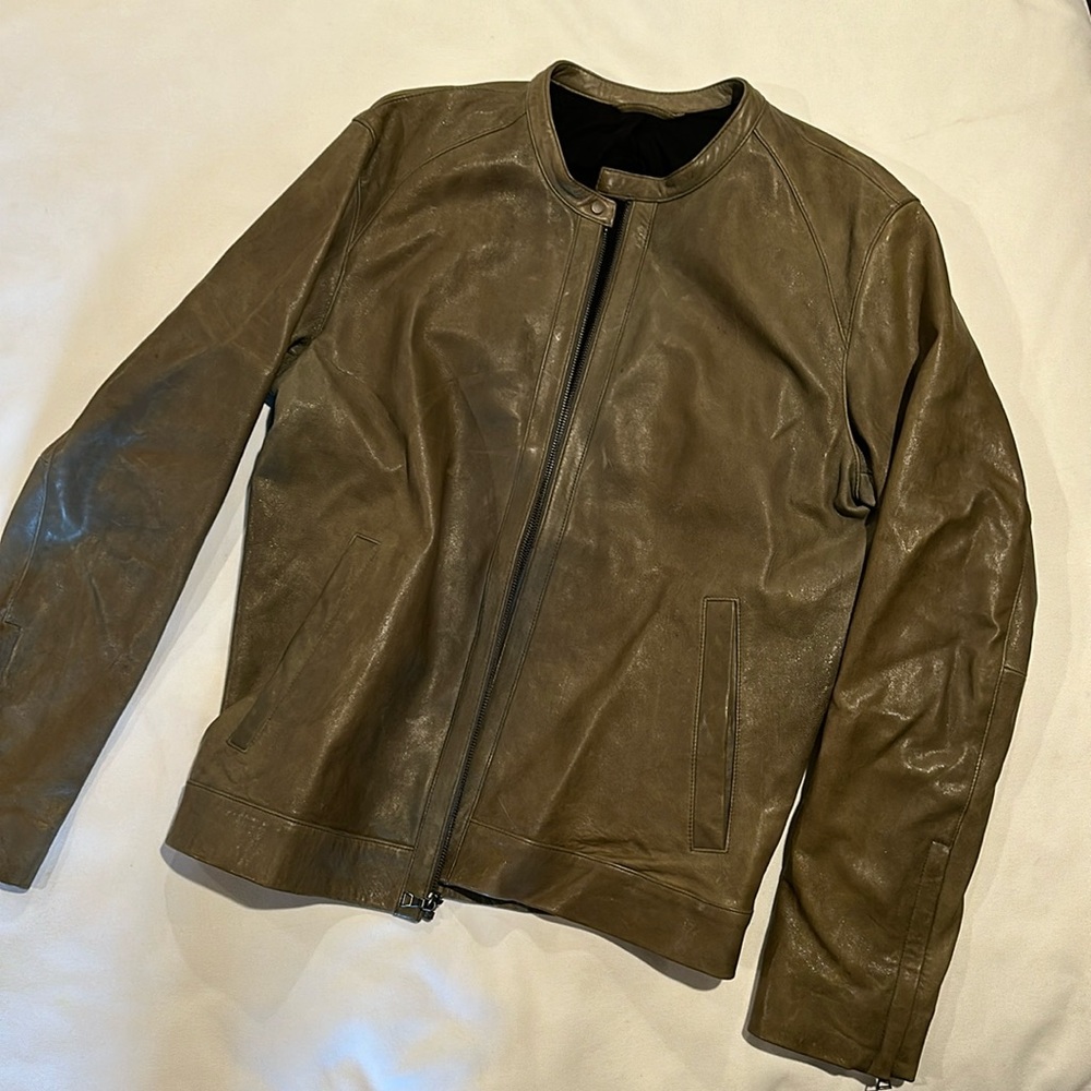 Vince Oliver Green Leather Jacket
